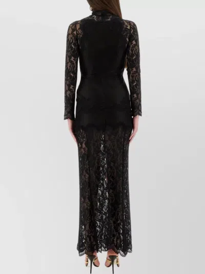 Rabanne Floral Lace Mock Neck Maxi Dress