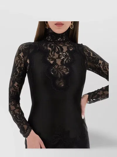 Rabanne Floral Lace Mock Neck Maxi Dress