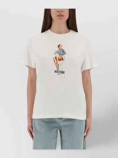 Moschino Crew Neck Graphic Print Short Sleeves Top