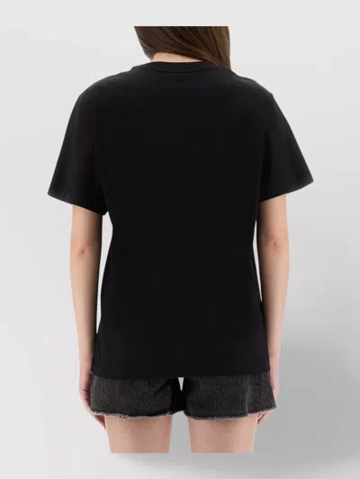 Moschino Short Sleeve Crew Neck Graphic Print Top In Black
