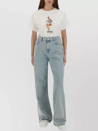 Moschino Crew Neck Graphic Print Short Sleeves Top