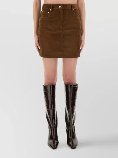 Moschino Corduroy Skirt With Pockets And Belt Loops In Brown