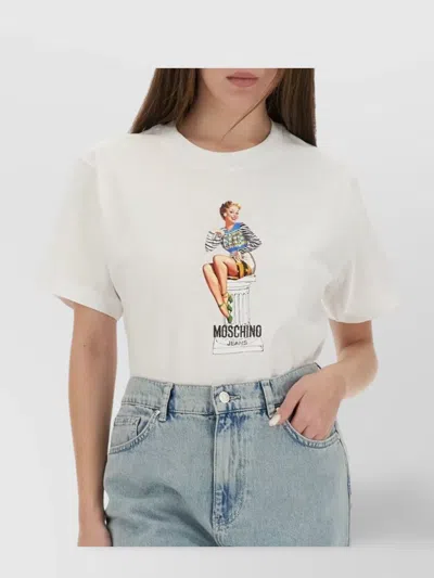 Moschino Crew Neck Graphic Print Short Sleeves Top