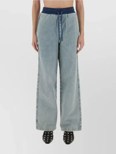 Moschino Wide-leg Denim Jeans With Drawstring Waistband In Blue