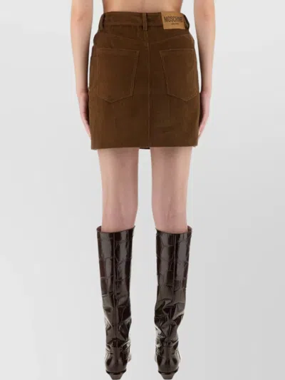 Moschino Corduroy Skirt With Pockets And Belt Loops In Brown