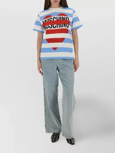 Moschino Wide-leg Denim Jeans With Drawstring Waistband In Blue