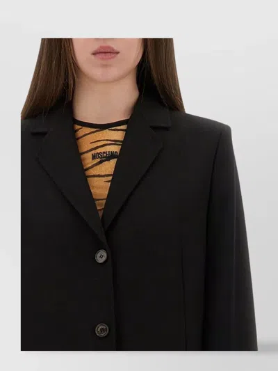 Moschino Long Tailored Coat In Black
