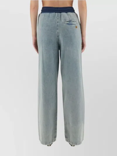 Moschino Wide-leg Denim Jeans With Drawstring Waistband In Blue
