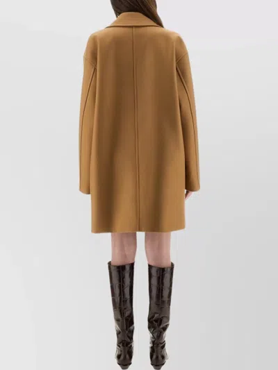 Moschino Double-breasted Wool Coat With Wide Lapel In Brown