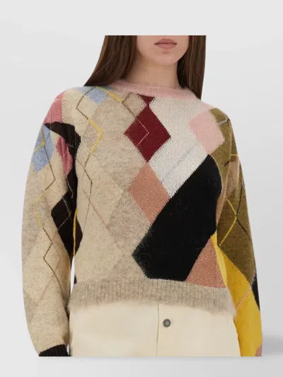 Moschino Knitwear Crew Neck Long Sleeves Soft Texture In Neutral