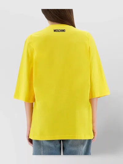 Moschino Smiley Face Graphic T-shirt In Bright Yellow Cotton In Yellow