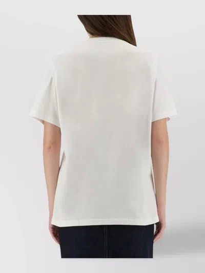 Moschino Short Sleeve Crew Neck Graphic Print Top In White