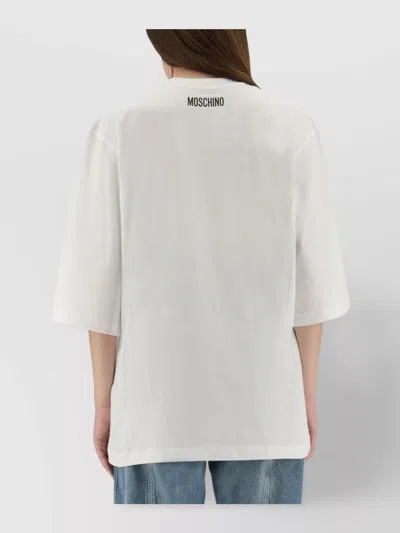 Moschino Graphic Front Print T-shirt With Ribbed Neckline In White