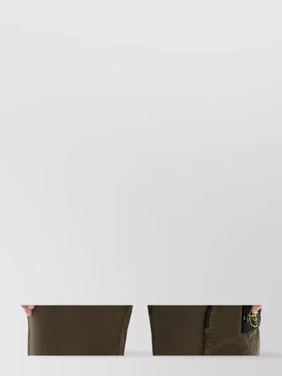 Stone Island Crew Neck Sweater Ribbed Cuffs In Green