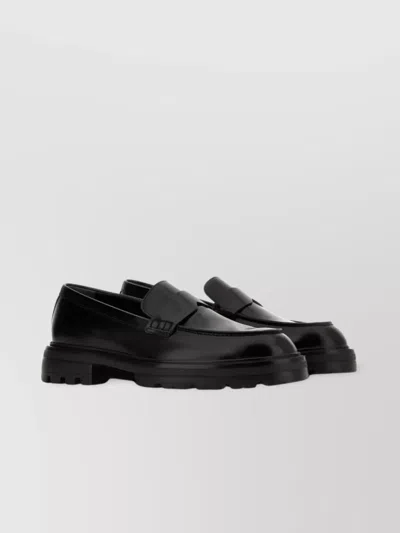 Hogan Chunky Sole Round Toe Penny Strap Loafers In Black