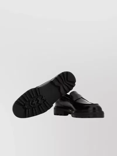 Hogan Chunky Sole Round Toe Penny Strap Loafers In Black