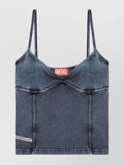 Diesel Denim Silhouette Top Spaghetti Straps In Blue
