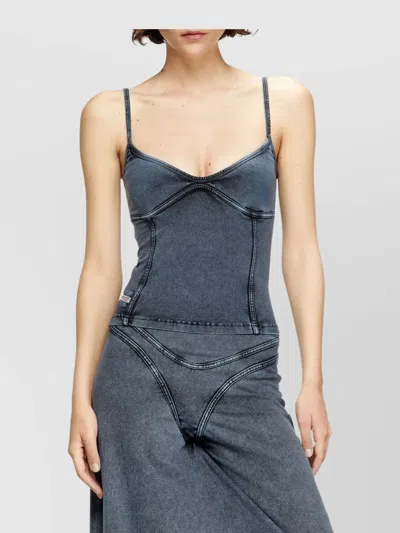 Diesel Denim Silhouette Top Spaghetti Straps In Blue