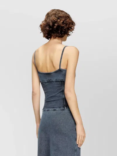 Diesel Denim Silhouette Top Spaghetti Straps In Blue