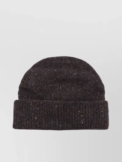 Brunello Cucinelli Ribbed Cuff Speckled Texture Hats In Brown