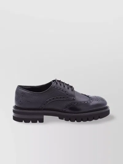 Ferragamo Lace-up Brogues Chunky Sole In Black
