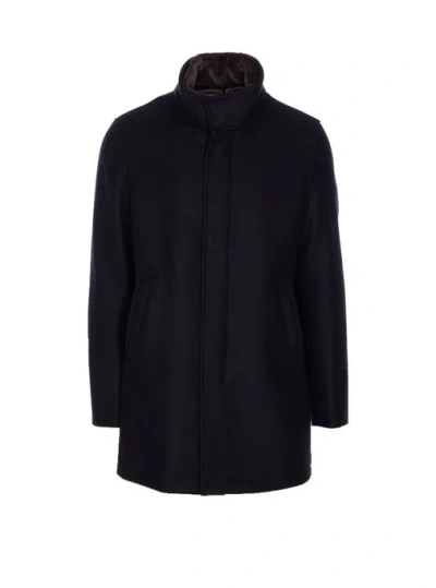 Herno Collar Shearling Removable Pockets Lateral Sleeves Long In Black