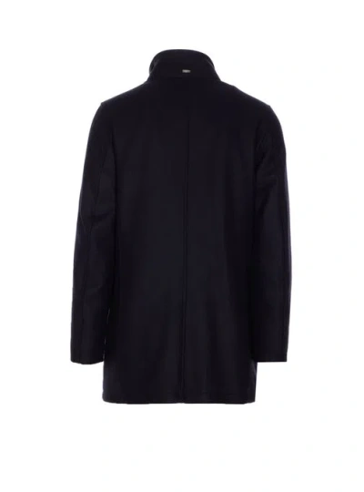 Herno Collar Shearling Removable Pockets Lateral Sleeves Long In Black