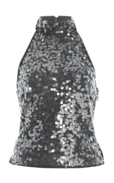 Rotate Birger Christensen Rotate Halter Neck Top With Sequin Embellishments
