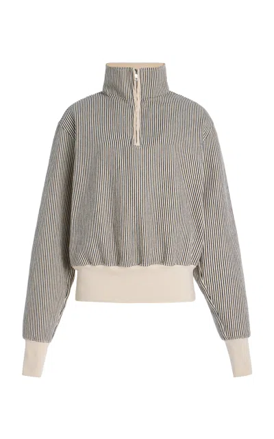 Les Tien Bailey Cropped Half Zip Cotton Sweatshirt