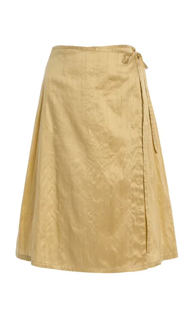 House Of Aama Dupioni Silk Midi Wrap Skirt