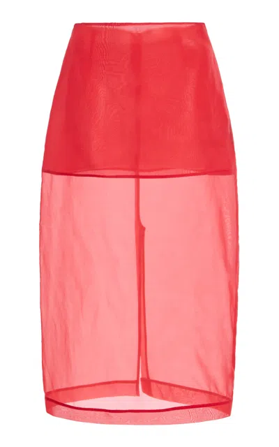 The Frankie Shop Peri Sheer Silk-blend Midi Skirt