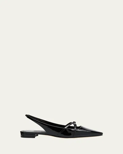 Manolo Blahnik Daria Patent Leather Slingback Ballerina Flats