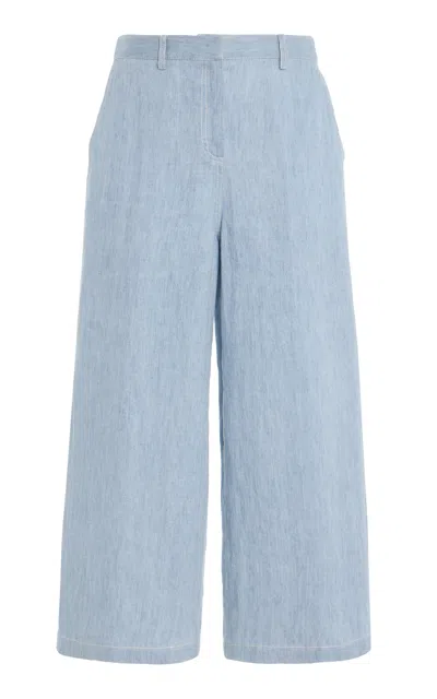 Twp Howard Cropped Mid-rise Straight-leg Pants In Blue
