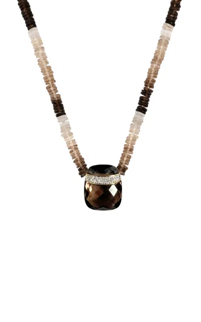 Jia Jia 14k Yellow Gold Smoky Quartz Diamond Necklace