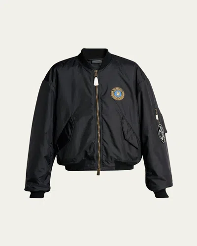 Balenciaga Men Bomber Jacket With Logo In Black