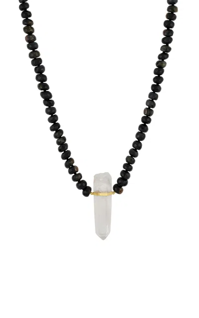 Jia Jia 14k Yellow Gold Tigers Eye Crystal Quartz Charm Necklace