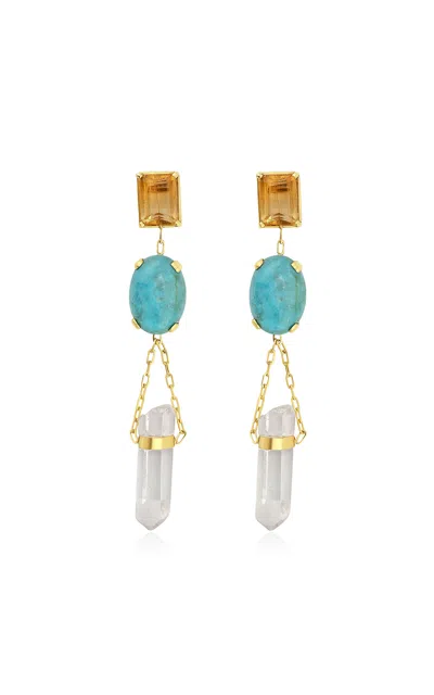 Jia Jia Nevada 14k Yellow Gold Citrine Turquoise Earrings