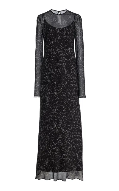 Sir Lisander Polka-dot Silk Maxi Dress