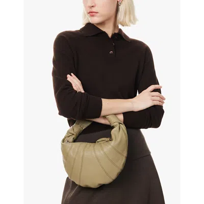 Lemaire Womens Fortune Mini Croissant Leather Cross-body Bag Dusty Khaki