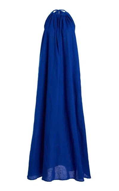House Of Aama Cotton Maxi Dress In Blue