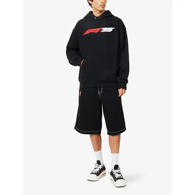 Formula 1 Mens F175 Logo-embroidered Cotton-blend Hoody Black In Black