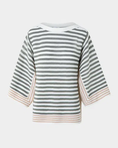 Akris Punto Striped Knit Bracelet-sleeve Sweater In Multi