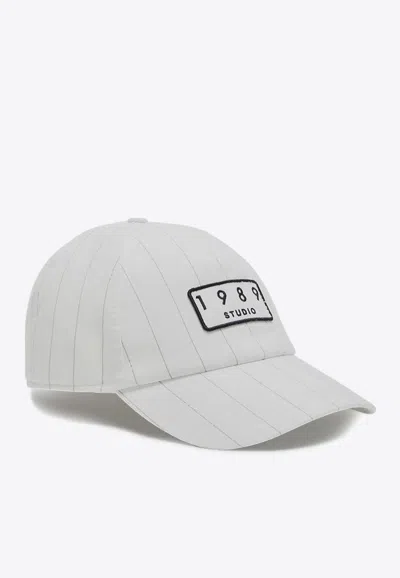 1989 Studio Logo Patch Striped Baseball Cap In Gray