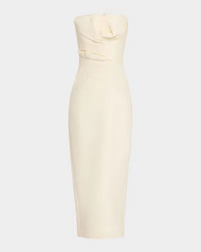 Lela Rose Draped Tulip Strapless Sheath Ankle Dress