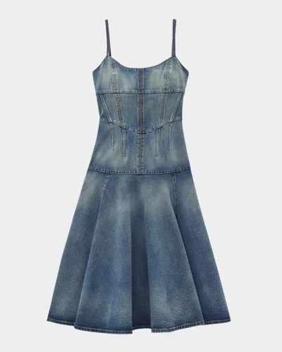 Alexander Mcqueen Stonewashed Denim Midi Dress