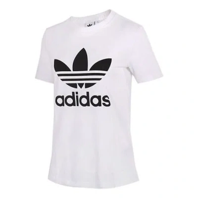 Adidas Originals Adicolor Trefoil Boxy Graphic T-shirt In White