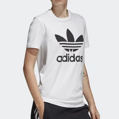 Adidas Originals Adicolor Trefoil Boxy Graphic T-shirt In White