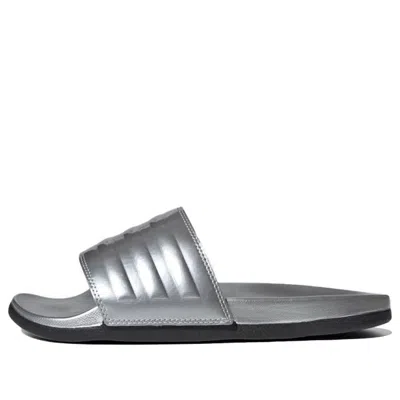 Adidas Originals (wmns) Adidas Adilette Comfort Slide 'silver Metallic' In Gray