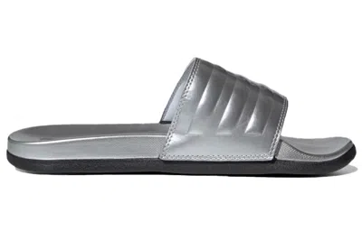 Adidas Originals (wmns) Adidas Adilette Comfort Slide 'silver Metallic' In Gray