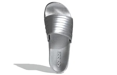 Adidas Originals (wmns) Adidas Adilette Comfort Slide 'silver Metallic' In Gray
